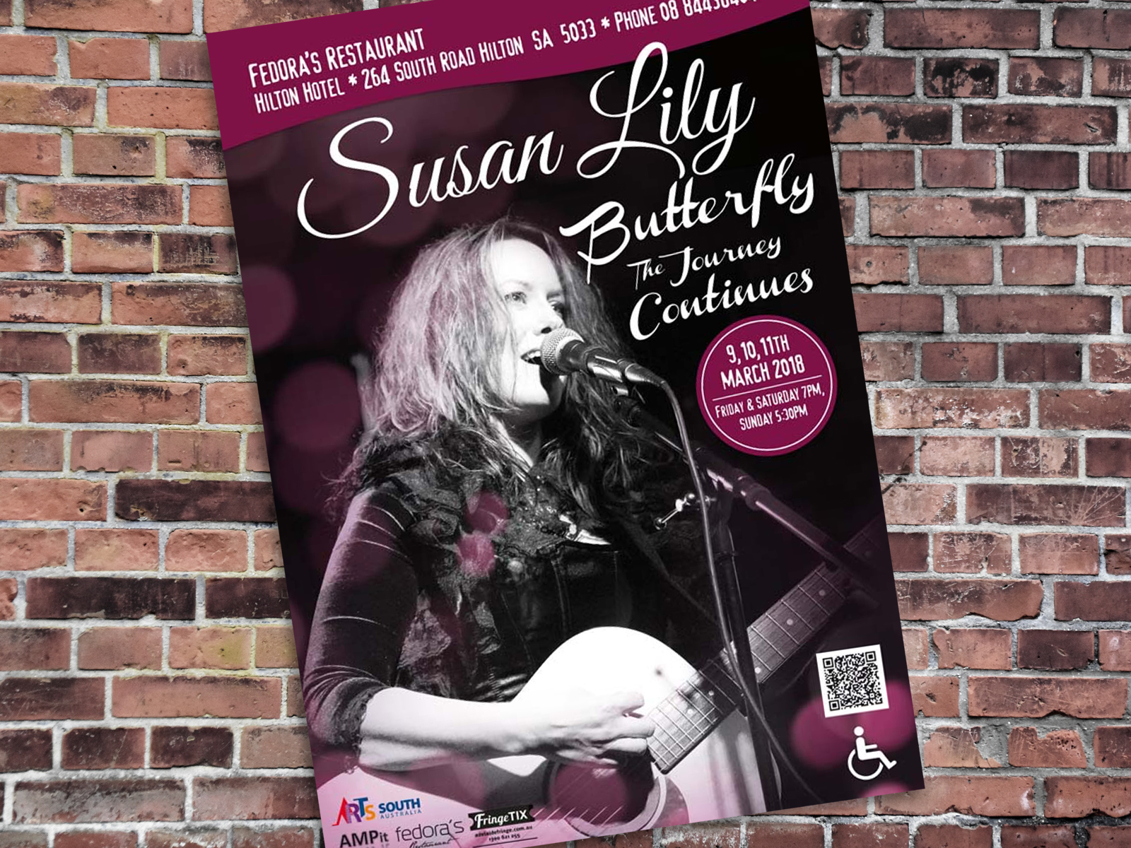 Photo shows Susan Lily poster.