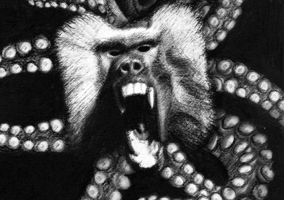 Art by Elton Gregory showing a Baboon with tentacles.
