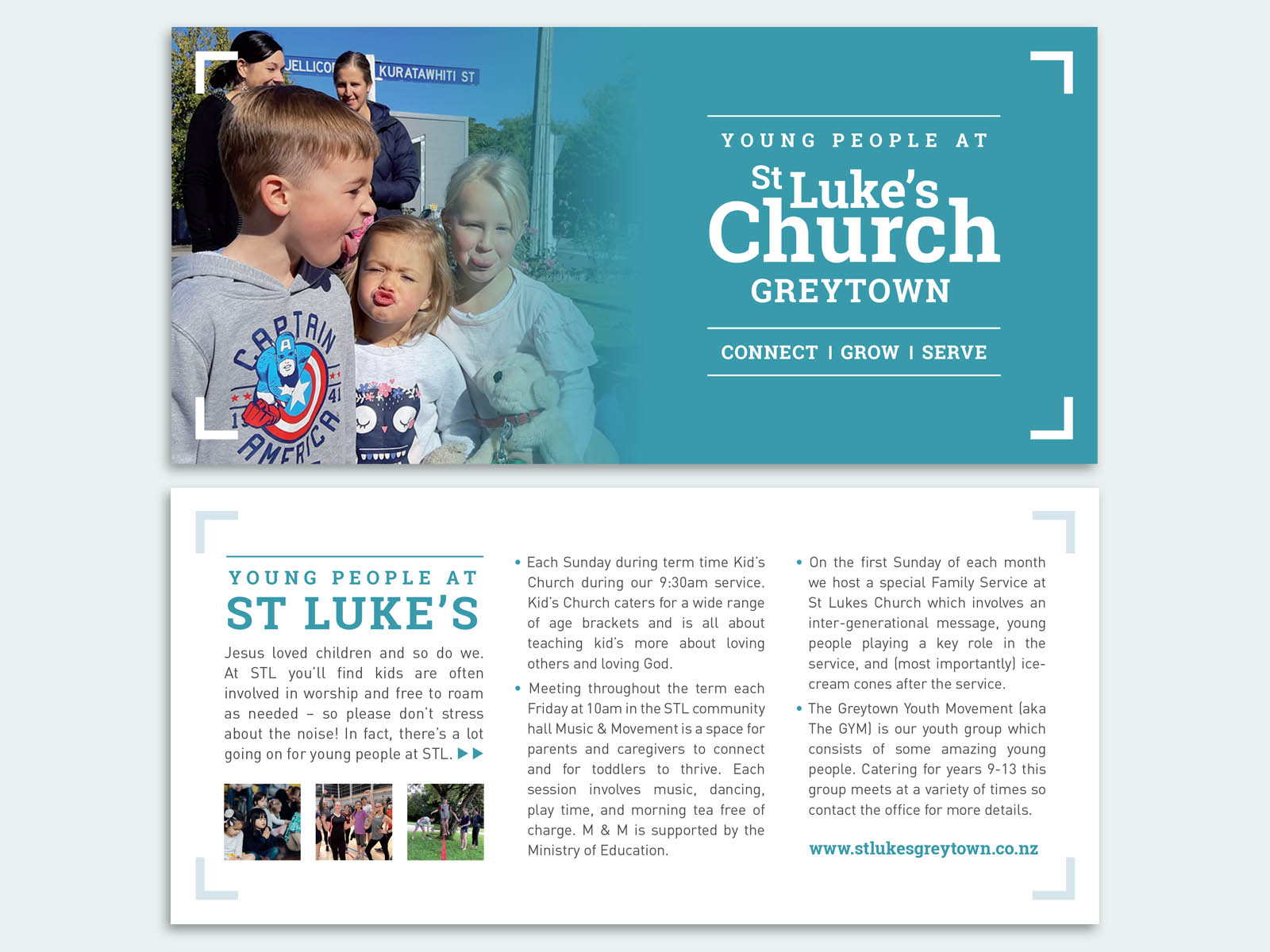St Luke's church flyer which talks about young people at St Lukes.